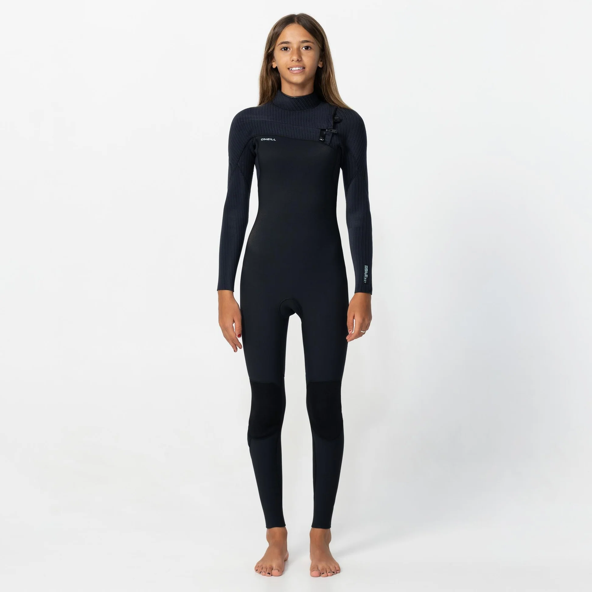 Girl's HyperFreak 3/2+ Steamer Chest Zip Wetsuit - Black